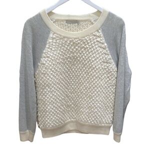 Townsen Popcorn Knit Raglan Sleeve Crew Neck Sweater SZ S Grey Cream